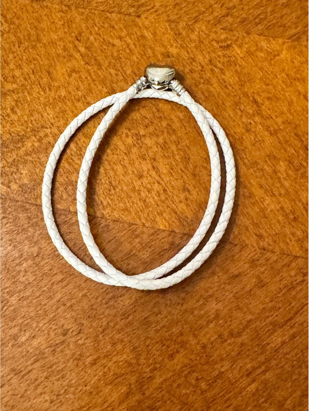 White Braided PU Leather Double Wrap Bracelet with Silver Clasp